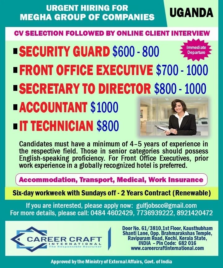 Uganda Jobs 2026 – Urgent Hiring for Megha Group of Companies 