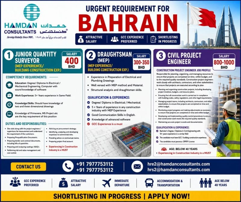 hiring for a Leading company in Bahrain