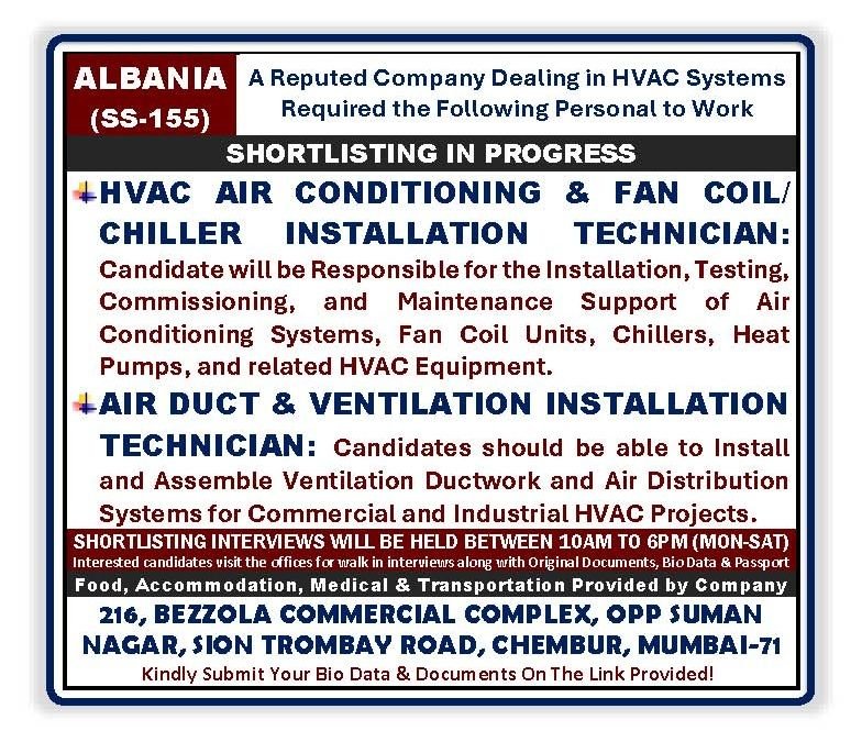 Hiring For Albania - Apply Today