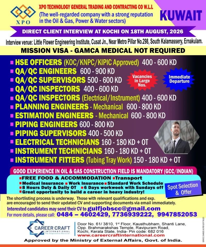 Kuwait Jobs 2026 – Hiring For XPO Technology General Trading and Contracting Co. W.L.L.