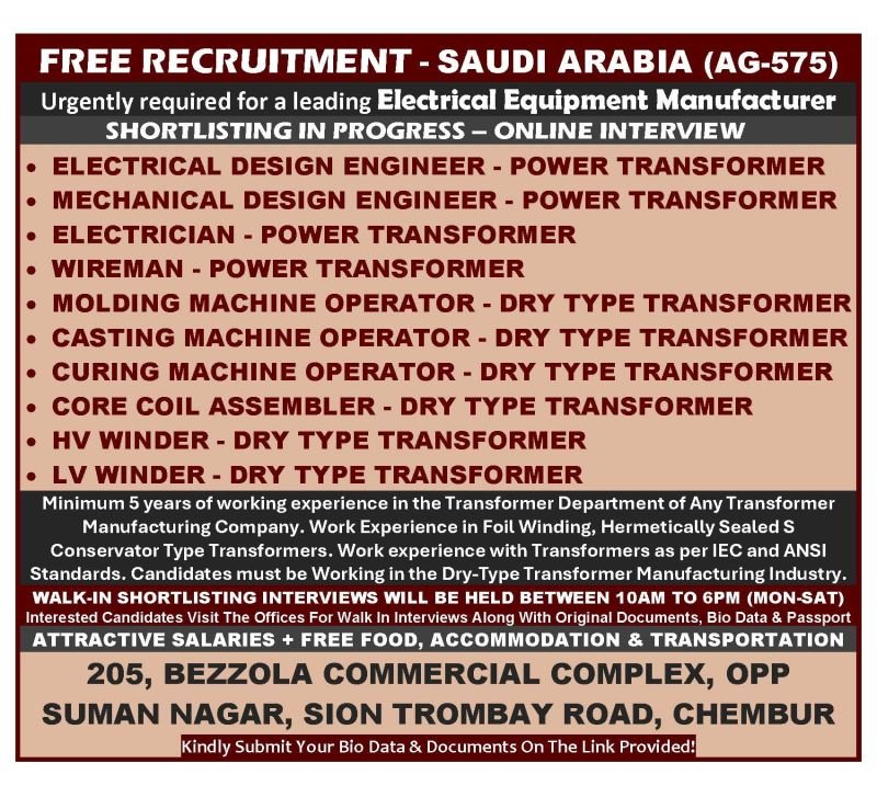 Saudi Arabia Transformer Jobs 2026 – Urgent Hiring