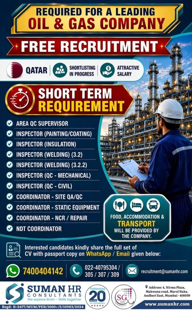 Qatar Oil & Gas Jobs 2026 – Short-Term Recruitment