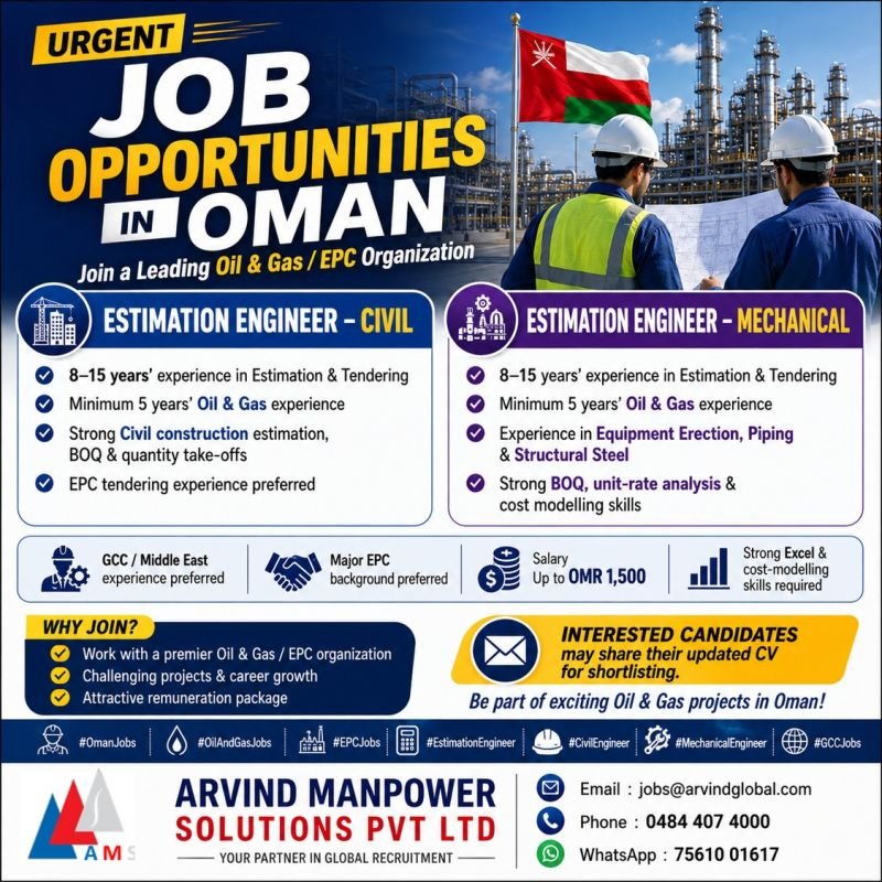 Hiring For Oman - Oil & Gas / EPC Projects