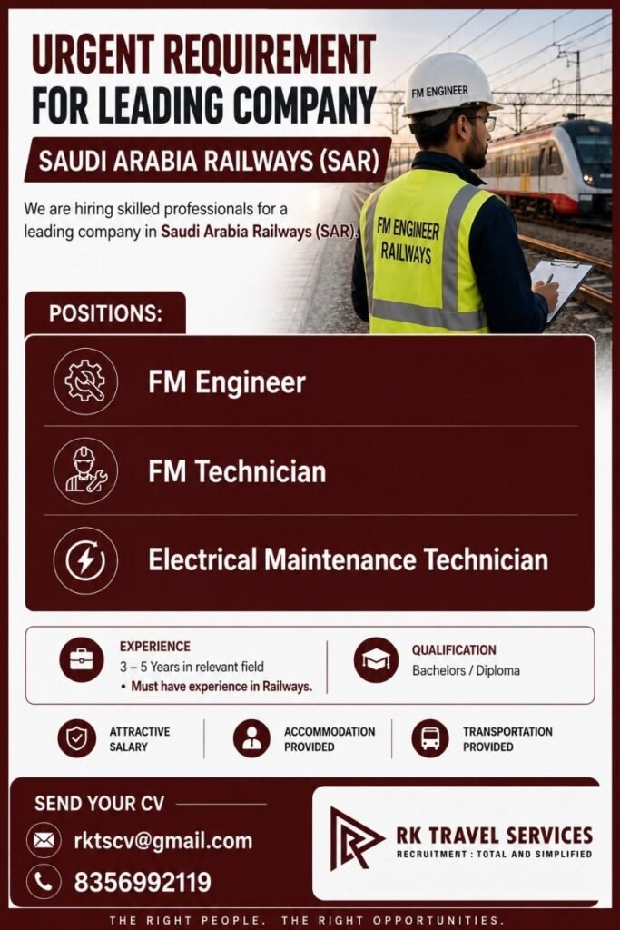 Hiring For Saudi Railways - Apply Today