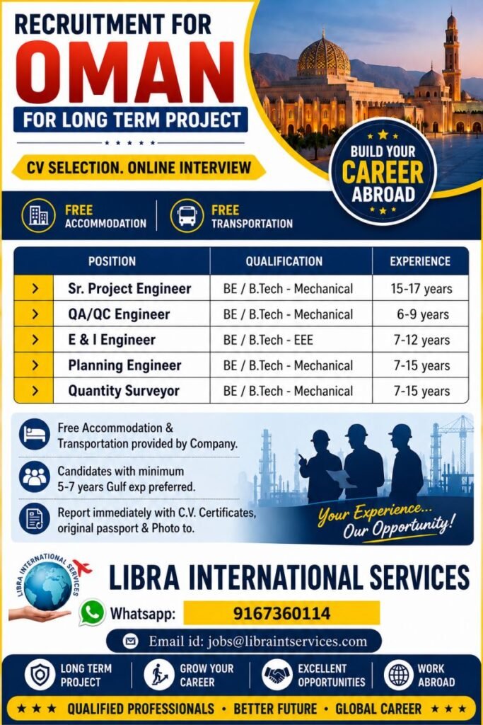 Hiring For Oman Long-Term Project - CV Selection & Online Interview