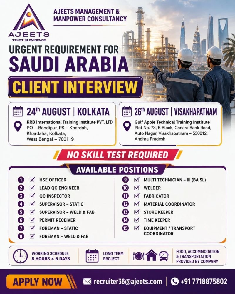 Urgent Hiring for Saudi Arabia | long-term project
