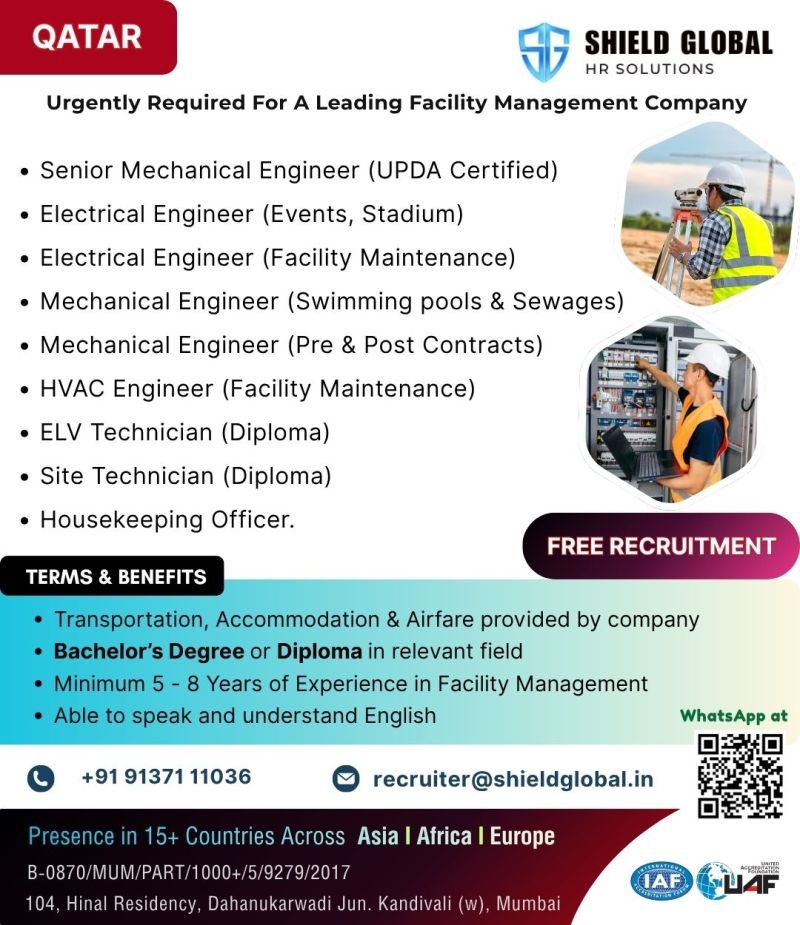 Qatar Jobs 2026 – Hiring for Facility Management Positions