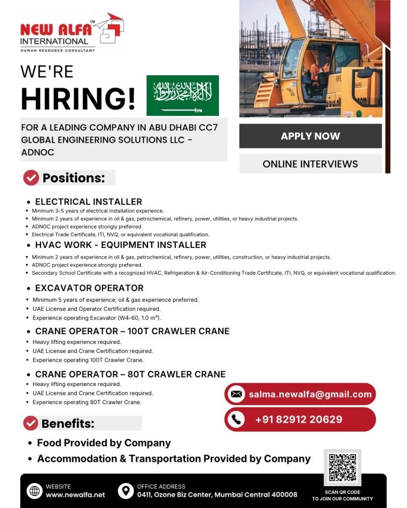 UAE Jobs 2026 – Hiring For CC7 Global Engineering Solutions LLC