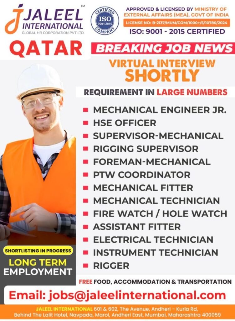 Qatar Jobs 2026 – Hiring for Multiple Positions