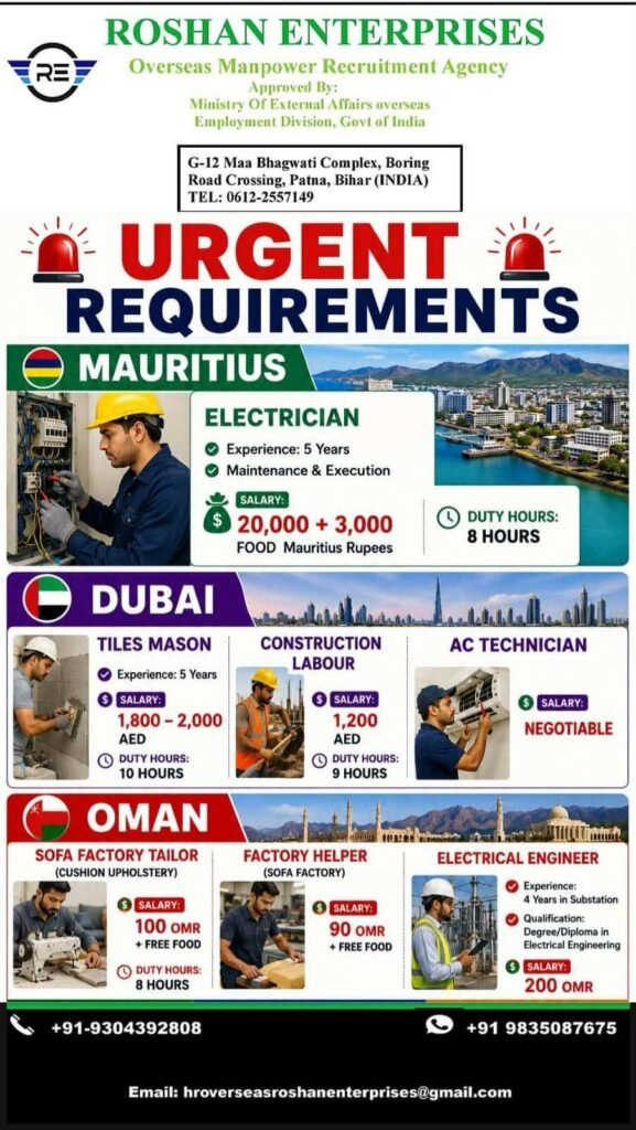 Mauritius, Dubai & Oman Jobs 2026 | Apply Now