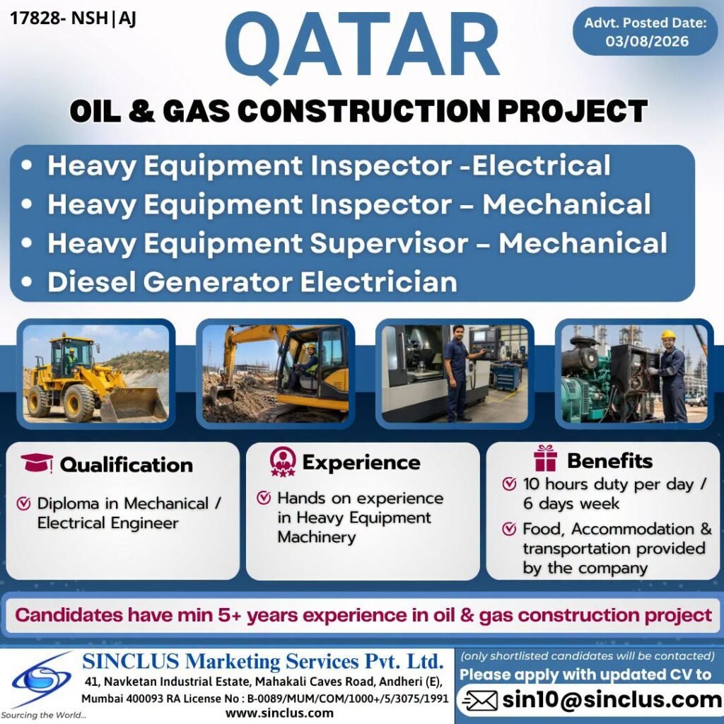 Qatar Oil & Gas Construction Project Jobs 2026 | Apply Online