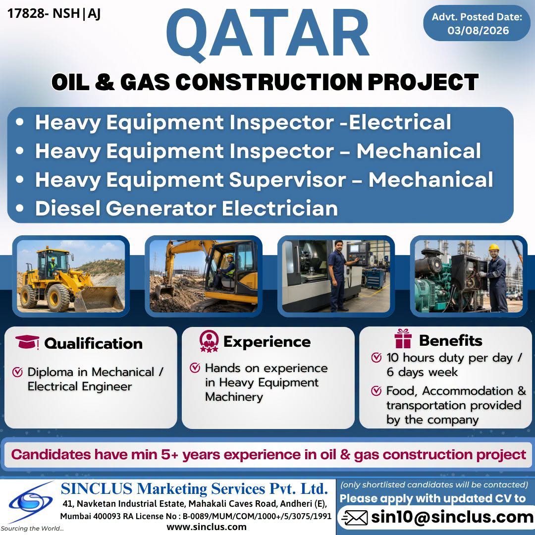 Qatar Oil & Gas Construction Project Jobs 2026 | Apply Online