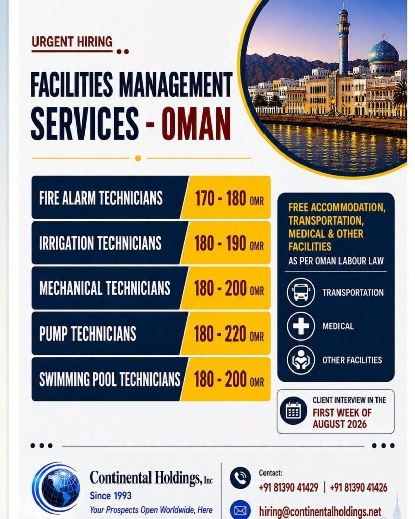 Urgent Hiring | Facilities Management Services – Oman