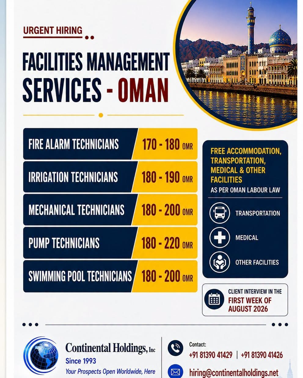 Urgent Hiring | Facilities Management Services – Oman