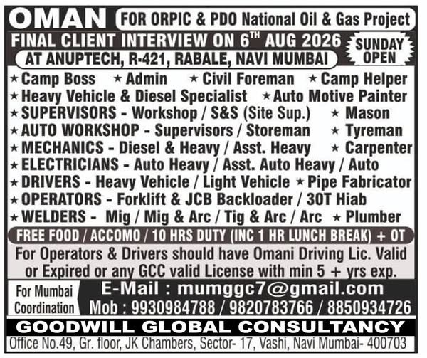 Oman Oil & Gas Jobs 2026 – ORPIC & PDO Project | Apply Now