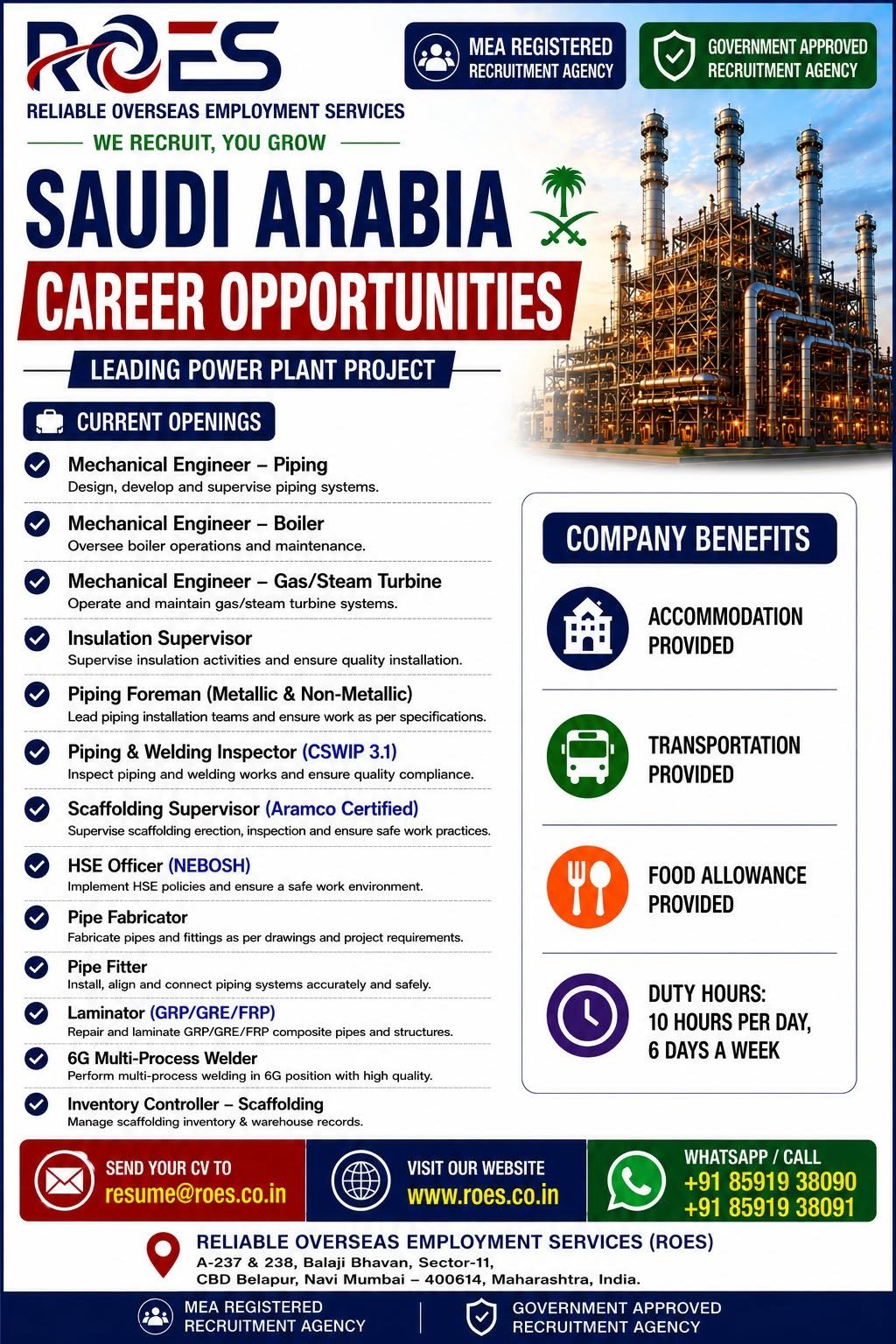 Saudi Arabia Power Plant Jobs 2026 | Apply Now