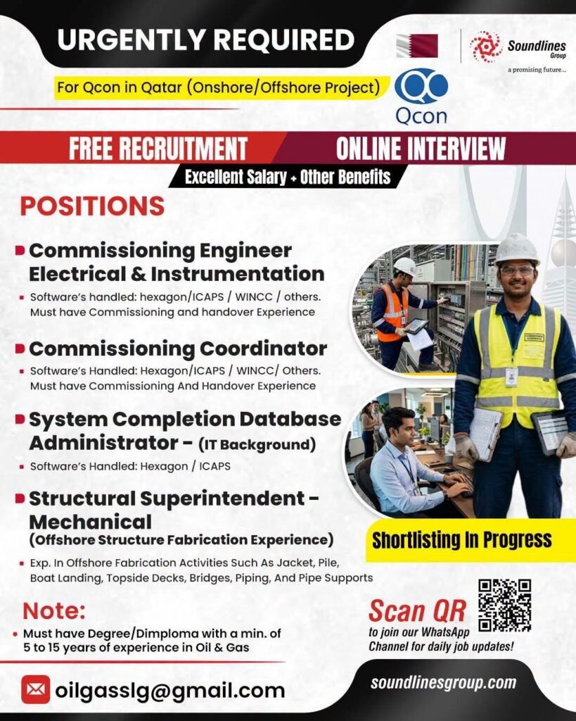 Qatar Qcon Oil & Gas Jobs 2026 | Free Recruitment Qatar Qcon Oil & Gas Jobs 2026 | Free Recruitment