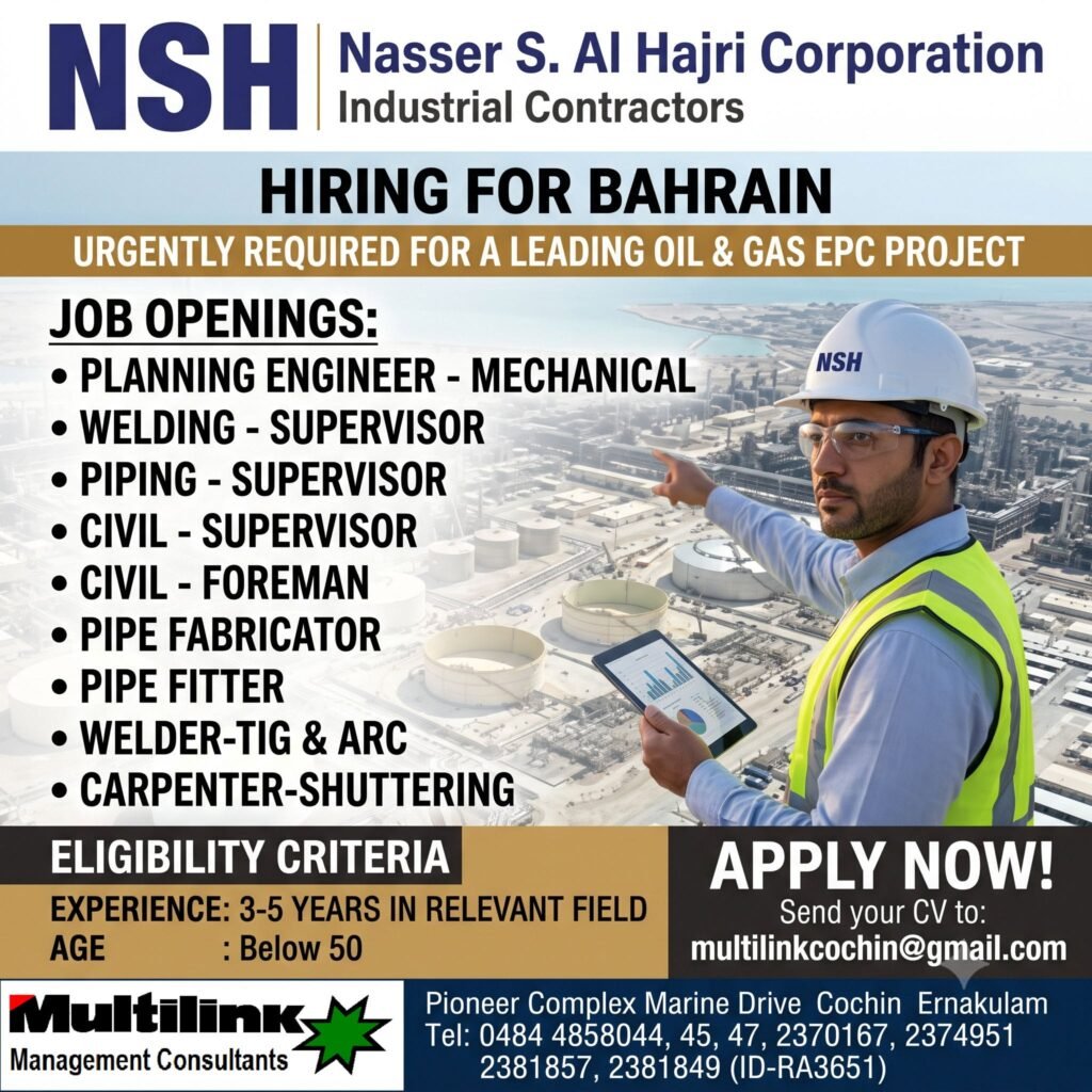 Urgent Requirement for BAHRAIN