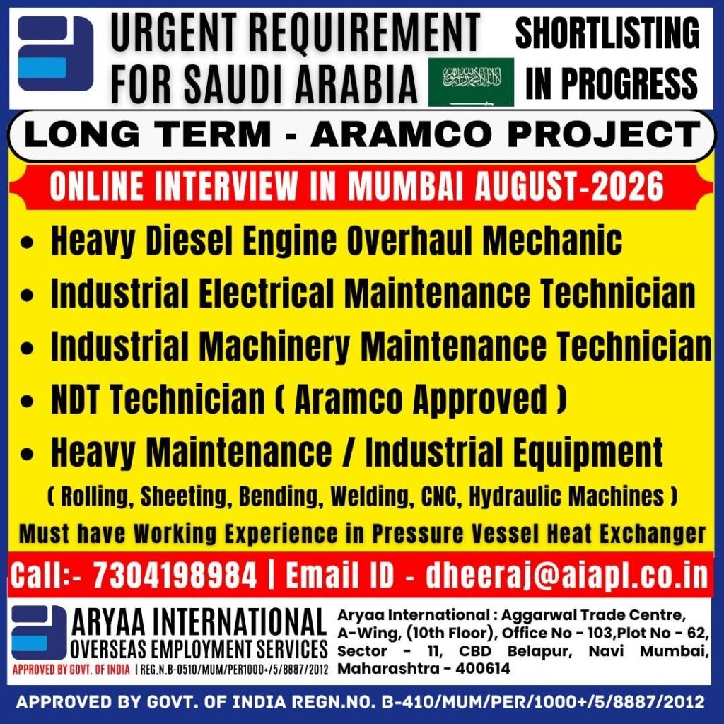 Saudi Arabia Aramco Project Jobs 2026 – Long-Term Vacancies 