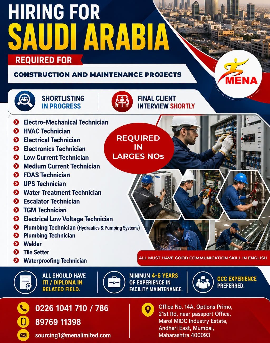 Saudi Arabia Jobs 2026 – Urgent Hiring for Construction & Maintenance Projects