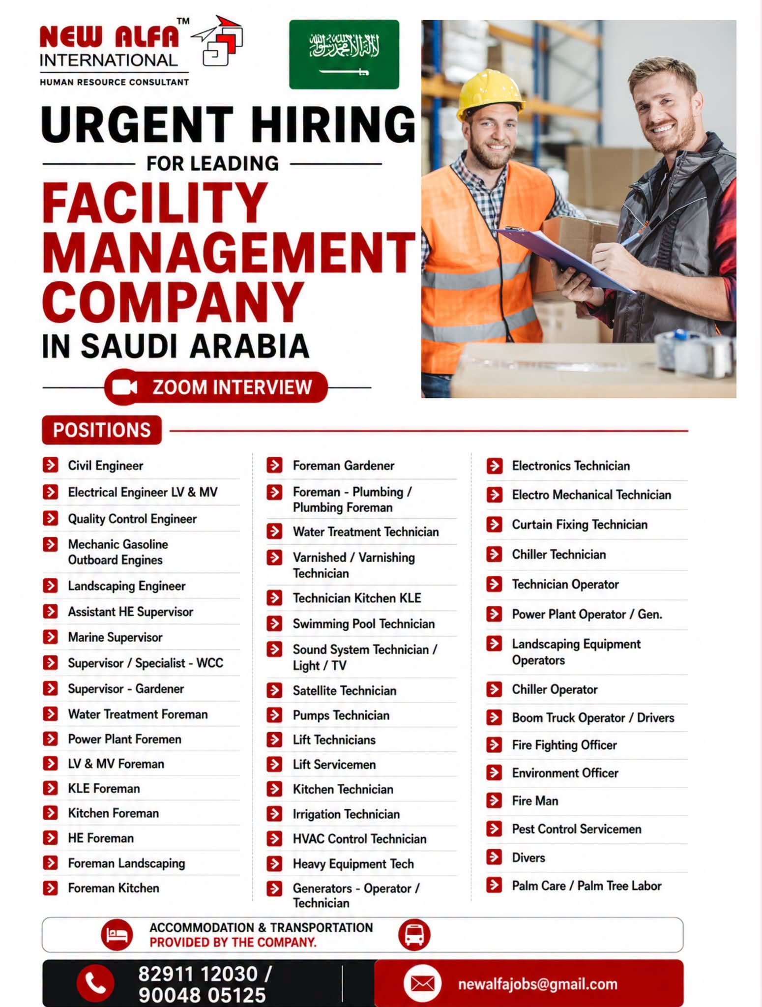 Saudi Arabia Facility Management Jobs 2026 | Urgent Hiring | Zoom Interview