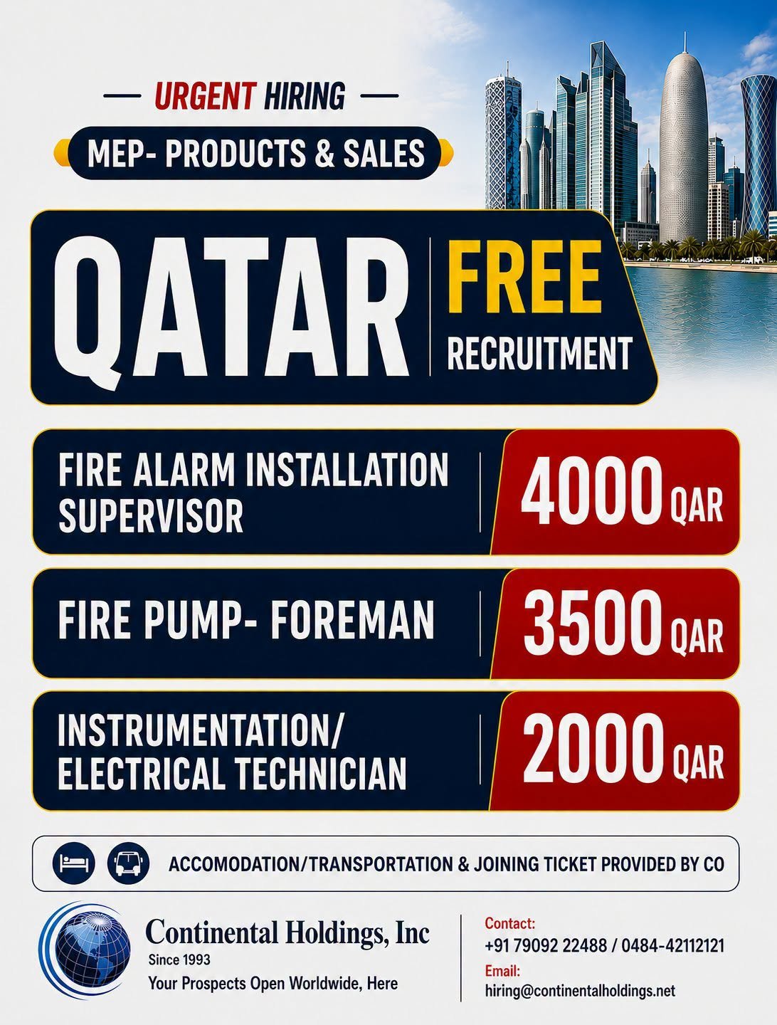 Urgent Hiring – Qatar | Free Recruitment