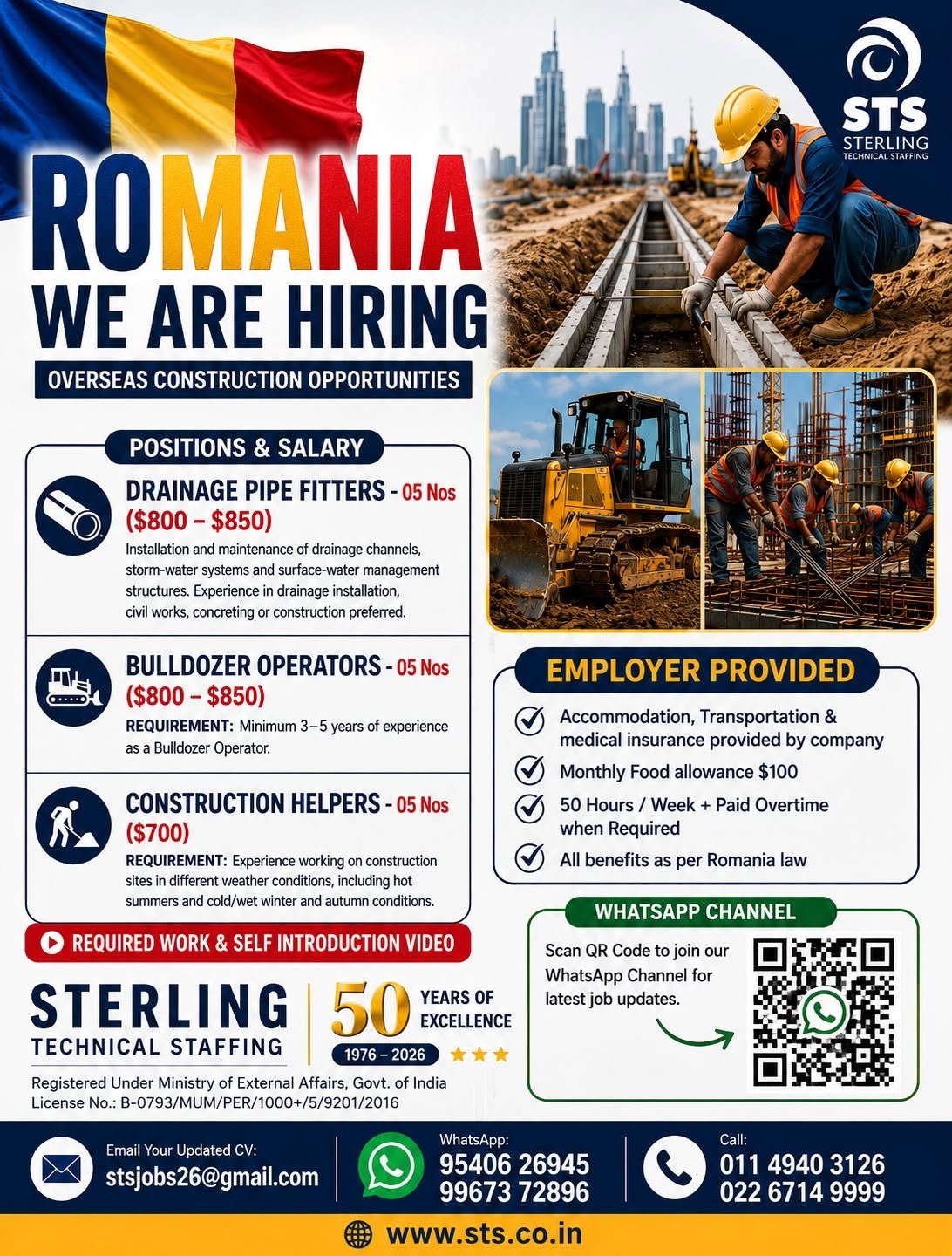 Romania Jobs 2026 – Construction Workers Hiring for Overseas Project