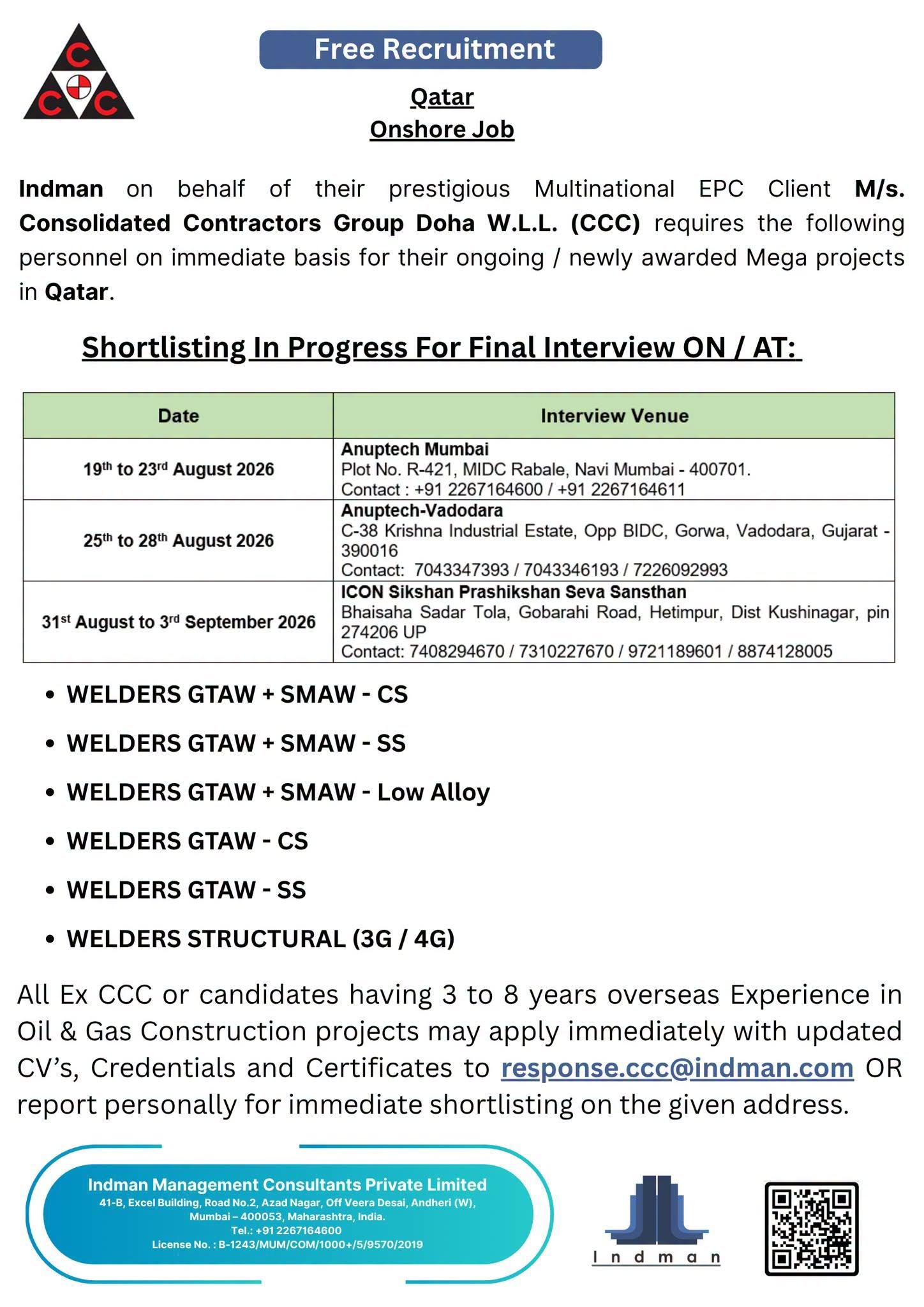 Qatar Onshore Jobs 2026 – Welders Required for Major Oil & Gas Projects