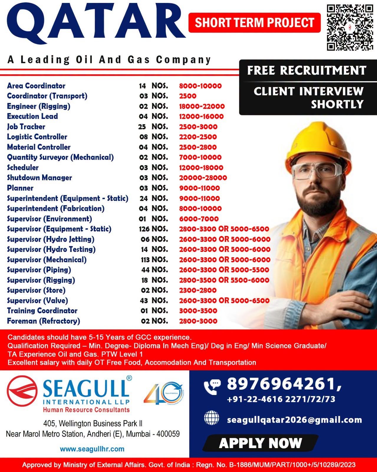 Qatar Short-Term Project Jobs 2026 – Oil and Gas Recruitment 