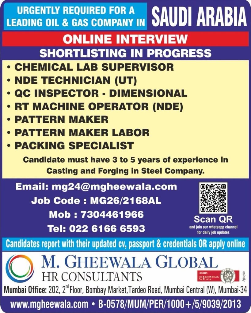 Saudi Arabia Jobs 2026 – Oil & Gas Vacancies 
