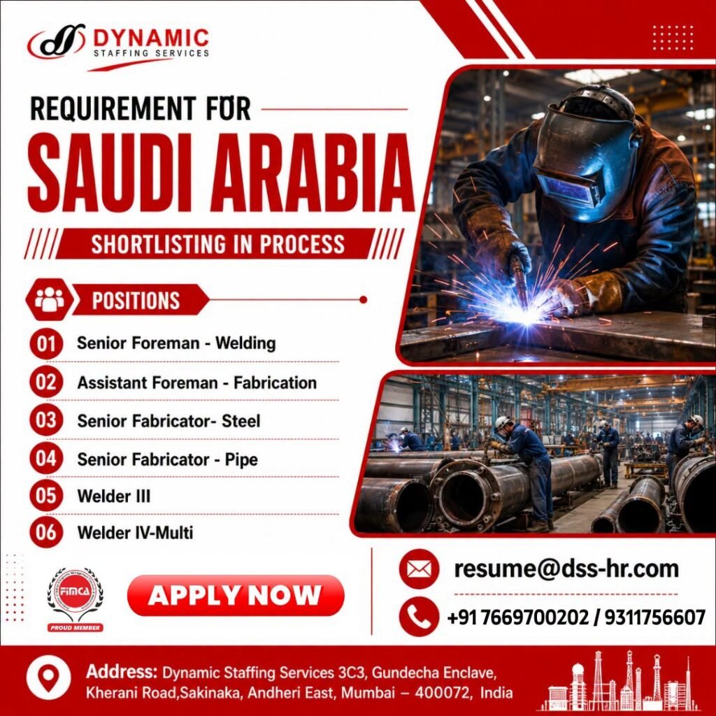 Recruitment For Saudi Arabia - Apply Today