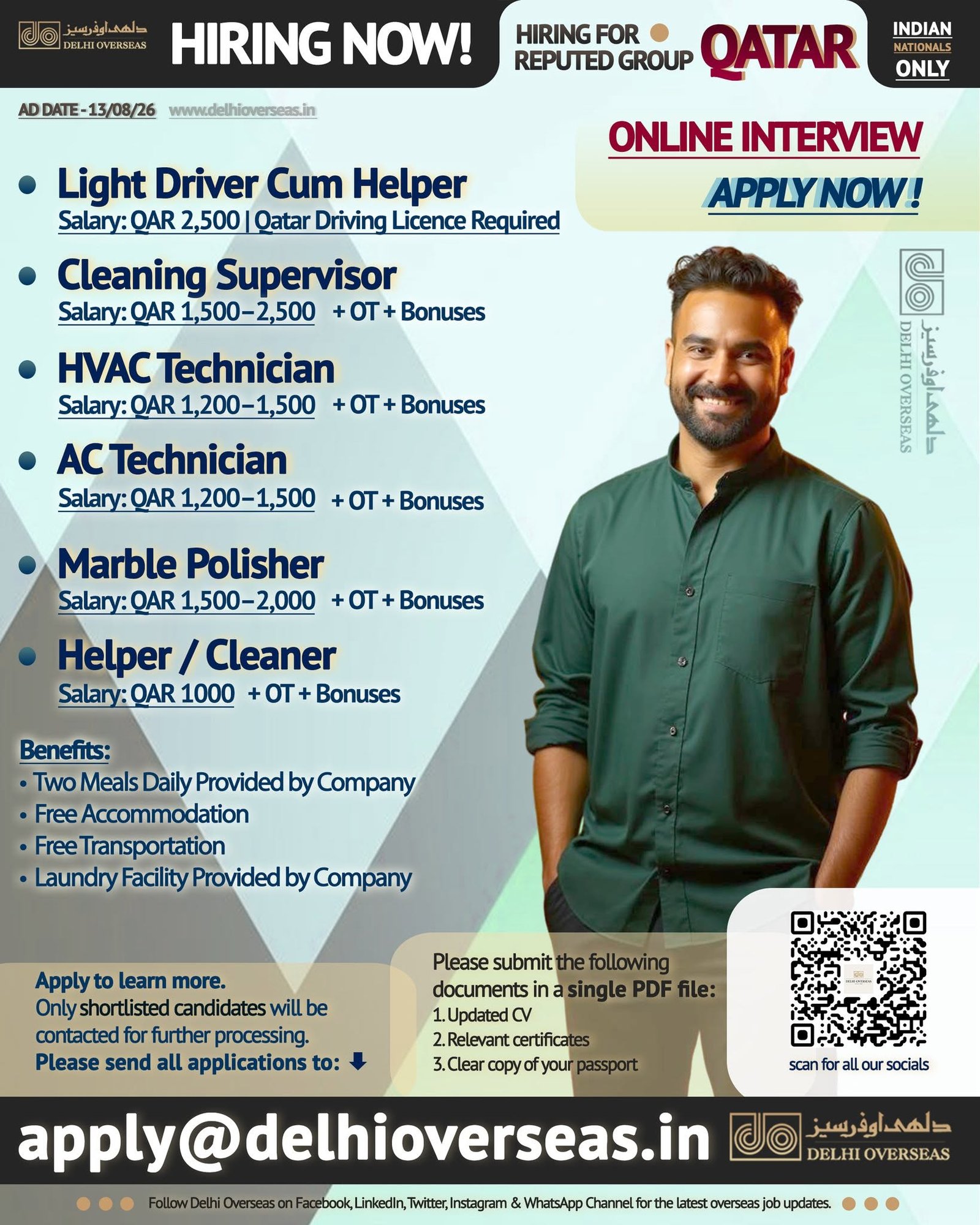 Excellent Job opportunities with a reputed group in Qatar.