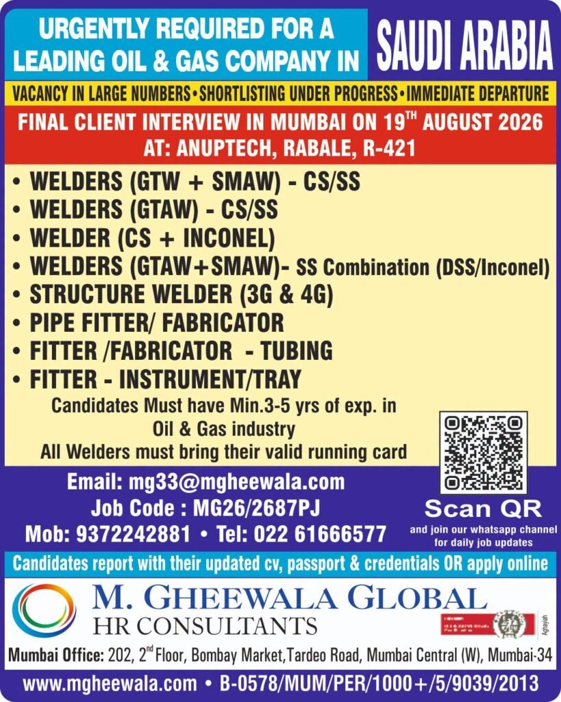 Saudi Arabia Oil and Gas Jobs 2026 – Multiple Vacancies Saudi Arabia Oil and Gas Jobs 2026 – Multiple Vacancies