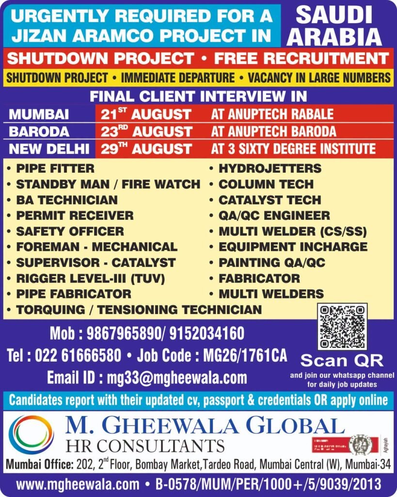 Saudi Arabia Jizan Aramco Shutdown Jobs 2026 – Large Vacancies 