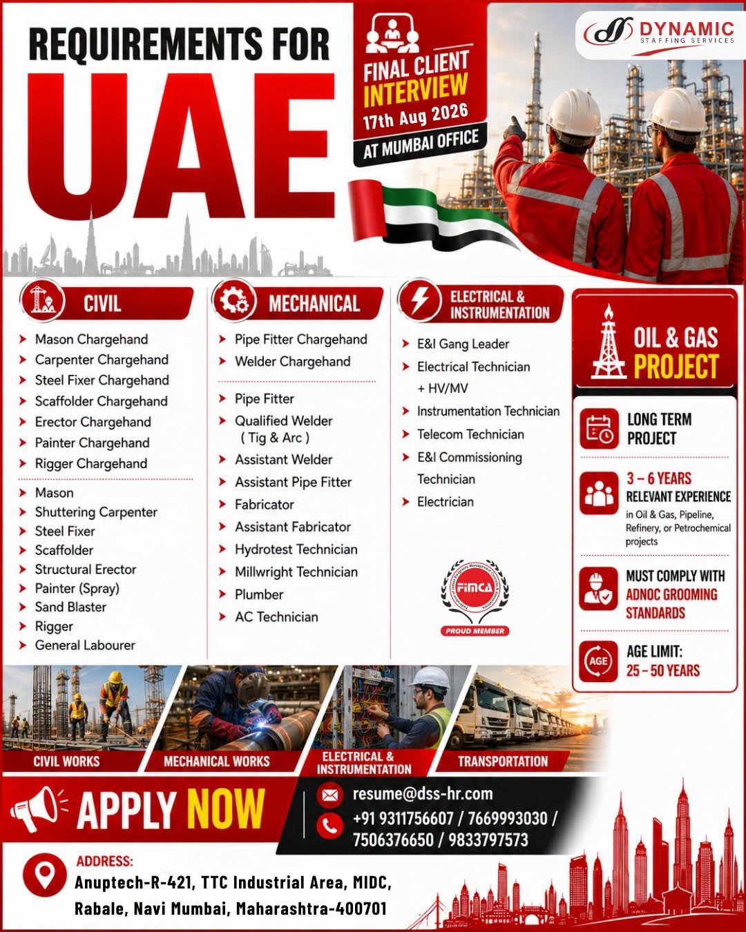 UAE Oil & Gas Project Jobs 2026 – Urgent Hiring 
