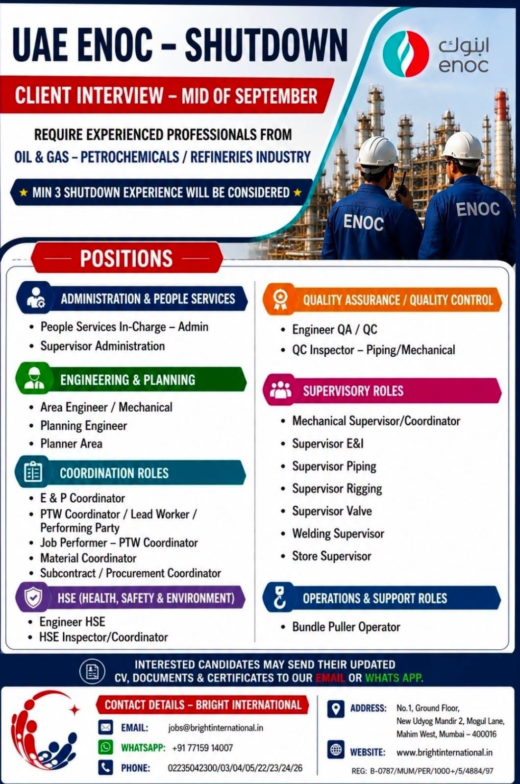 UAE ENOC Shutdown Jobs 2026 – Oil & Gas Vacancies 