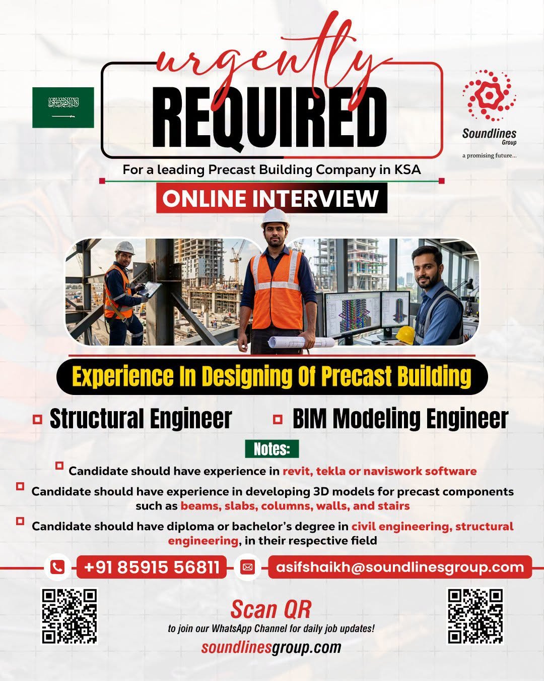 Hiring For a leading Precast Building Company in Saudi Arabia