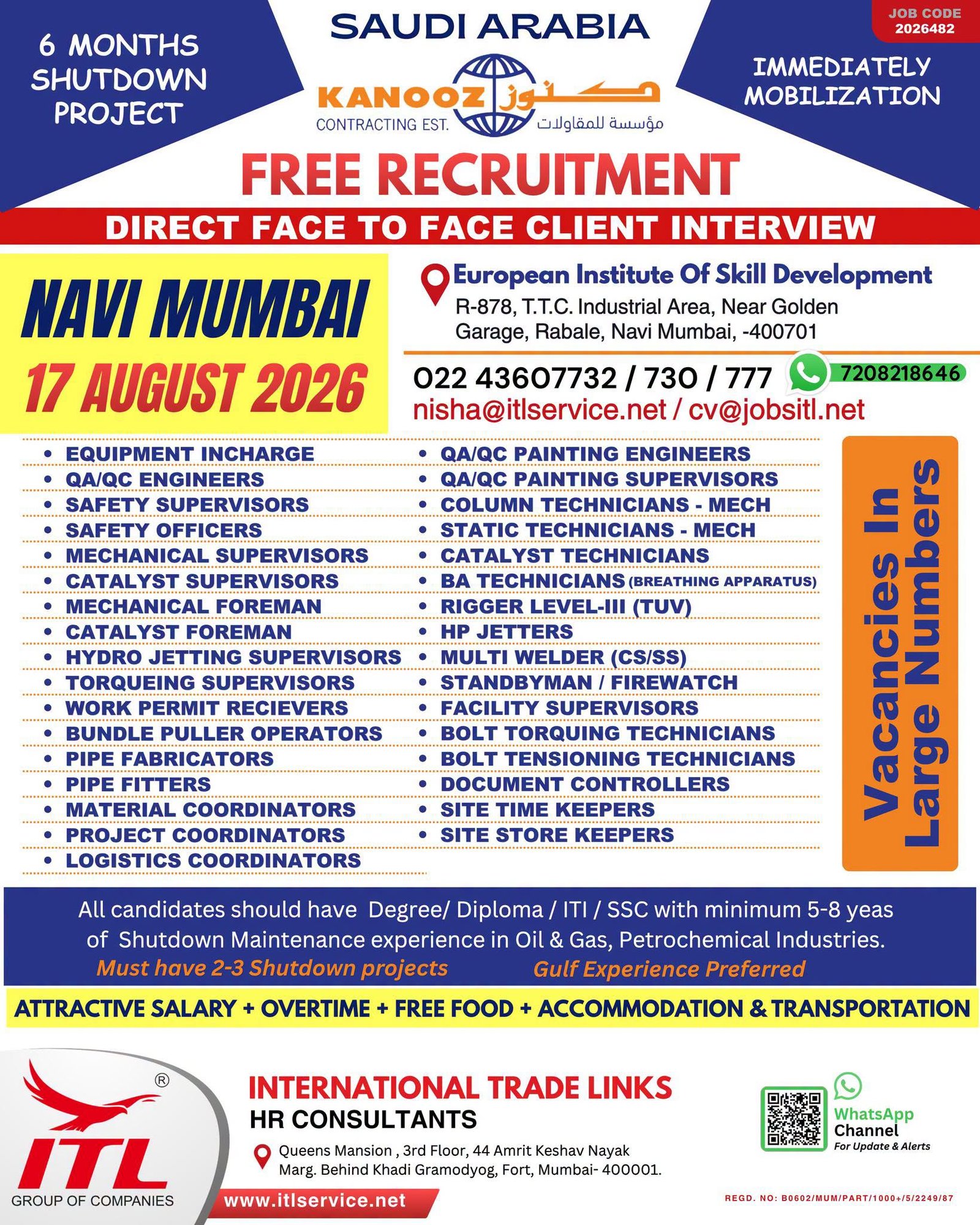 Saudi Arabia Shutdown Project Jobs 2026 – Free Recruitment for 6-Month Project
