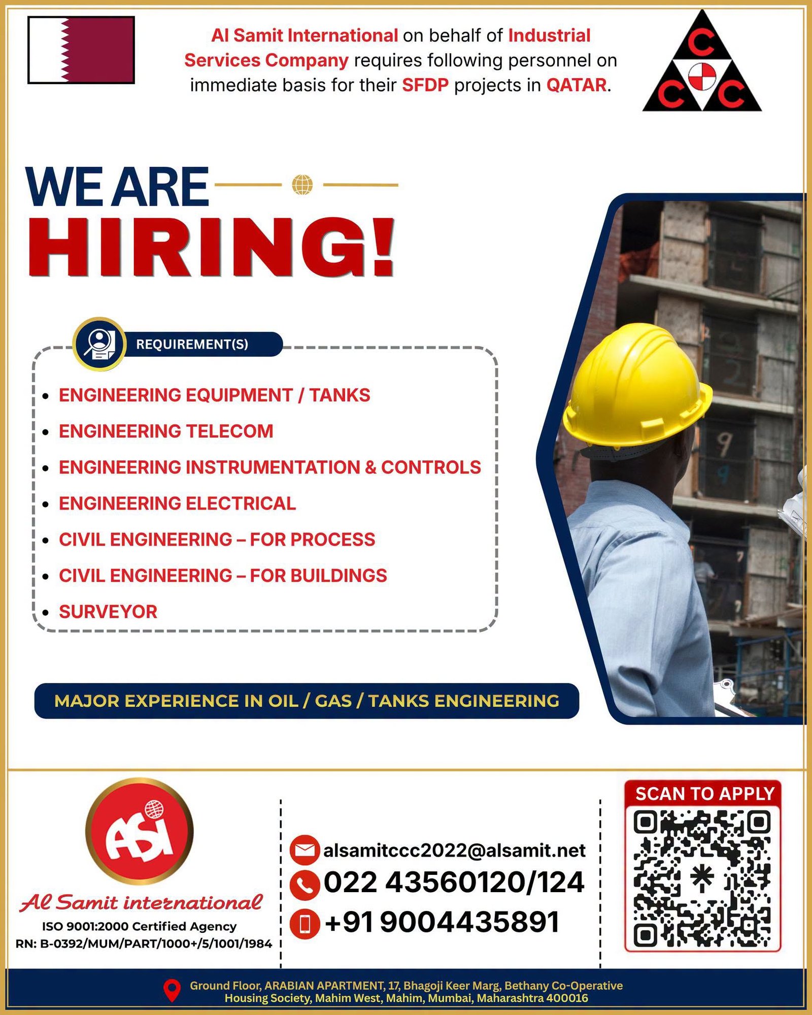Urgent Recruitment For CCC Qatar - Apply Today