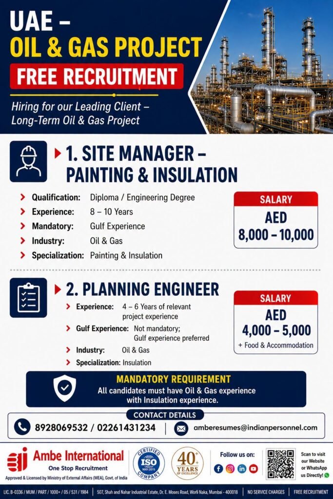 hiring for a long-term Oil & Gas project in the UAE