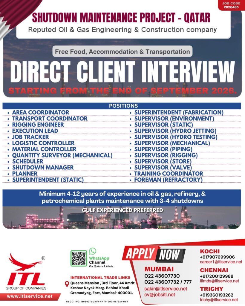 Qatar Jobs 2026 – Oil & Gas Engineering and Construction company