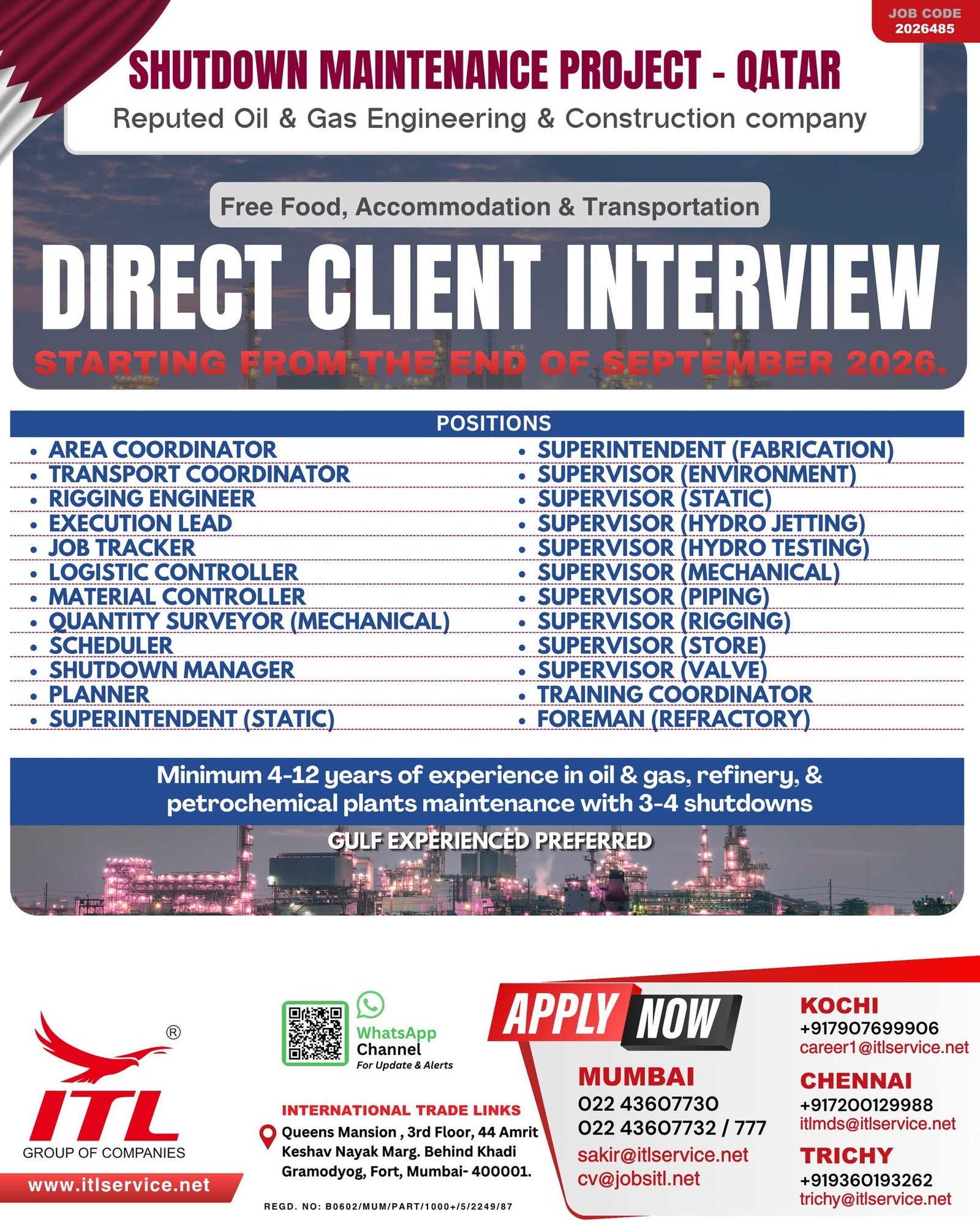 Qatar Jobs 2026 – Oil & Gas Engineering and Construction company