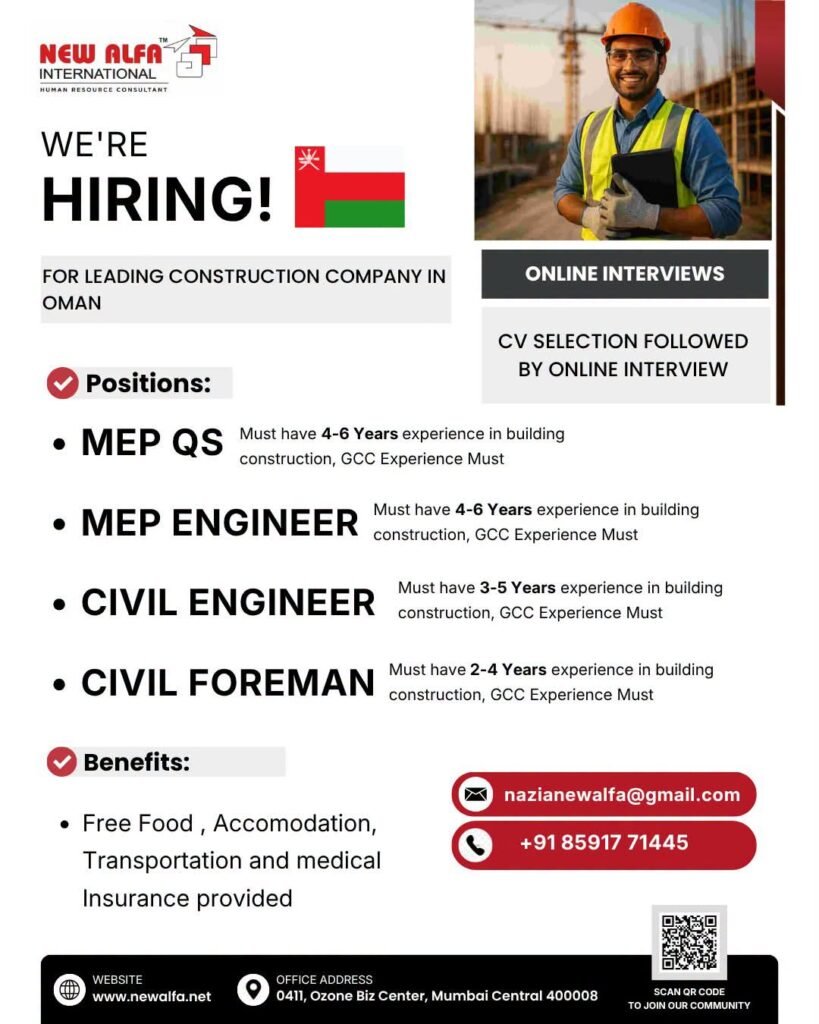 Oman | Construction Job Opportunities - Apply Now