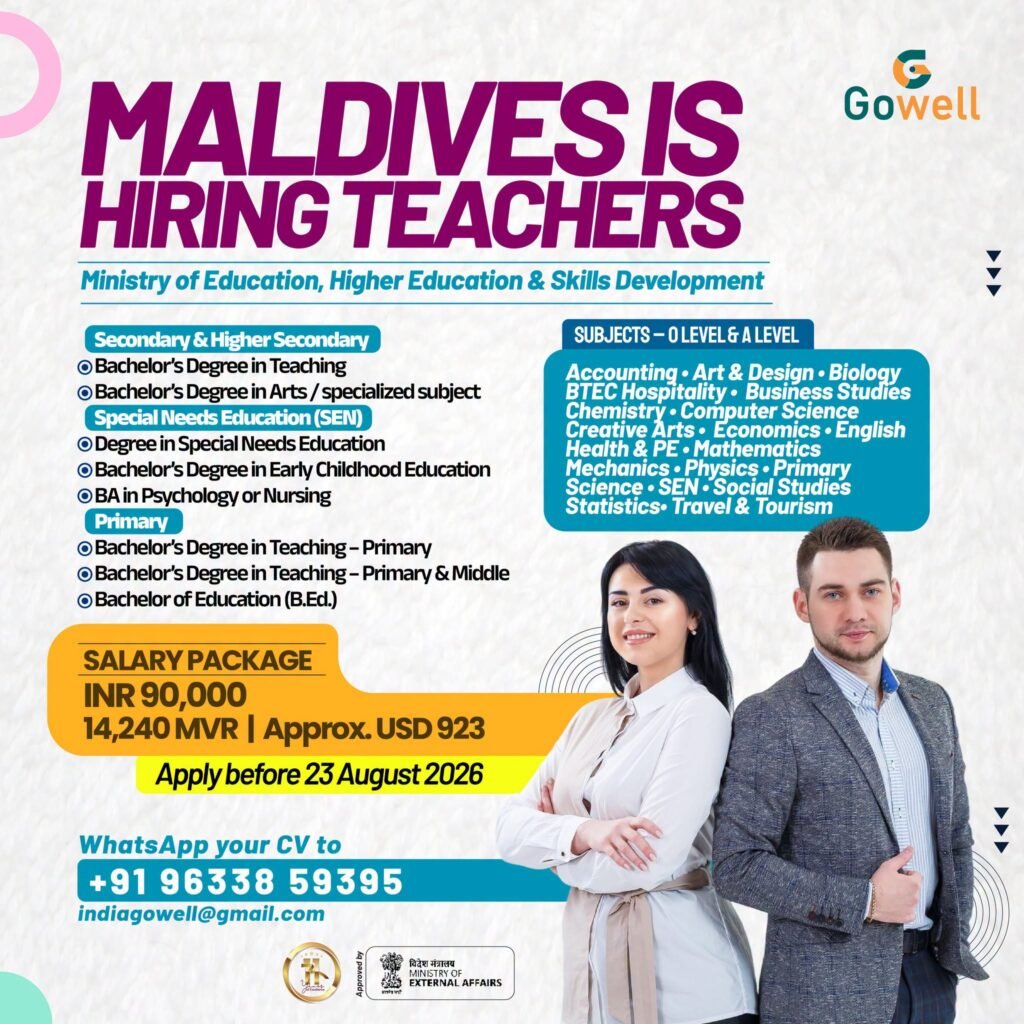 Maldives Teacher Jobs 2026 – Ministry of Education Hiring Teachers for O Level, A Level & Primary