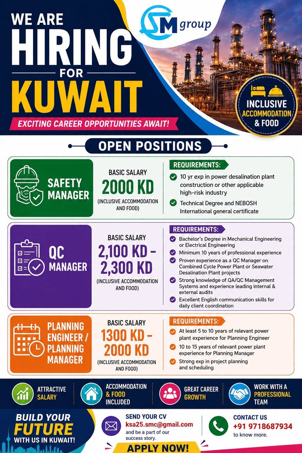 Kuwait Jobs 2026 – Safety Manager, QC Manager & Planning Engineer Vacancies
