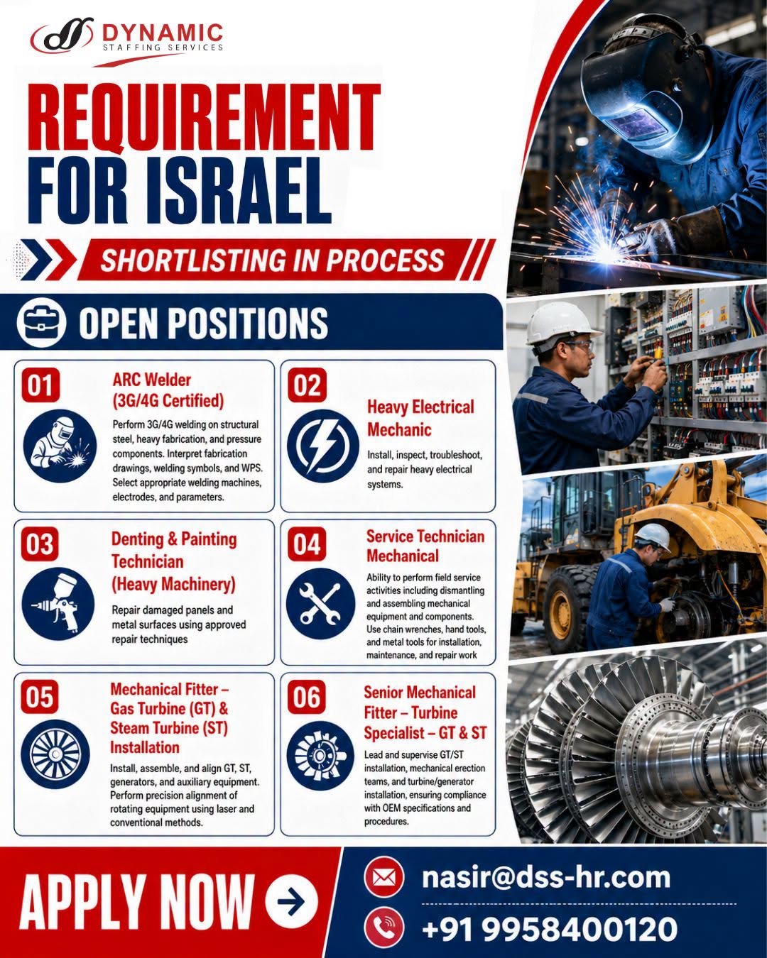 Israel Jobs 2026 – Urgent Recruitment for Welders, Electrical & Mechanical Technicians