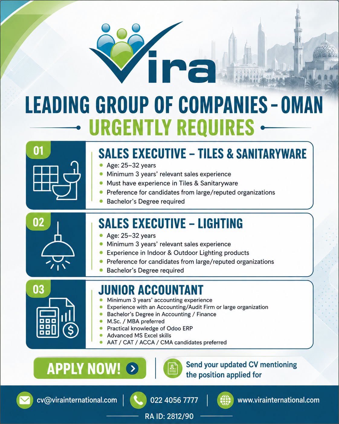 Oman Recruitment 2026 – Sales Executive & Accountant Jobs