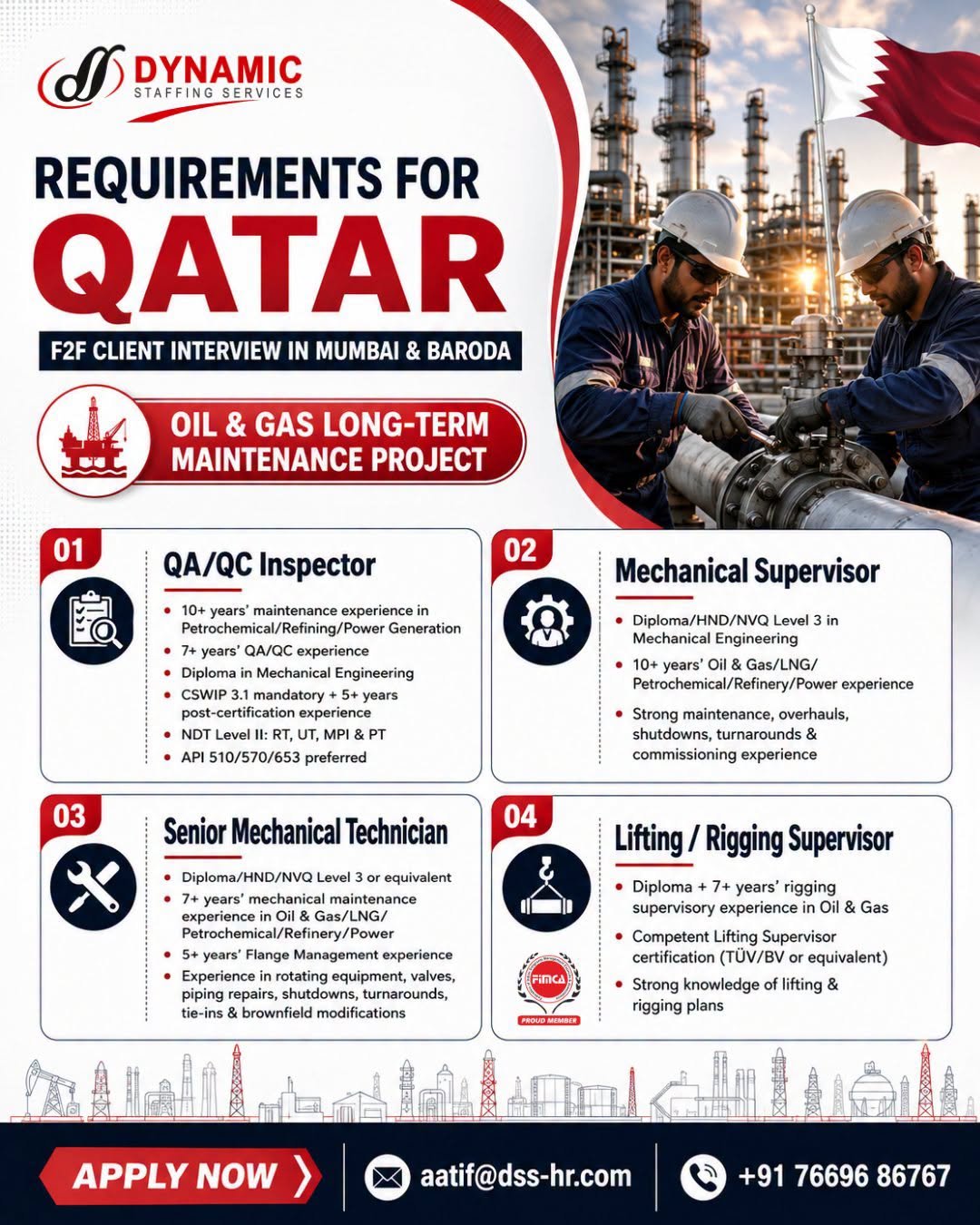 Jobs in Qatar - Oil & Gas Long Term Maintenance Project