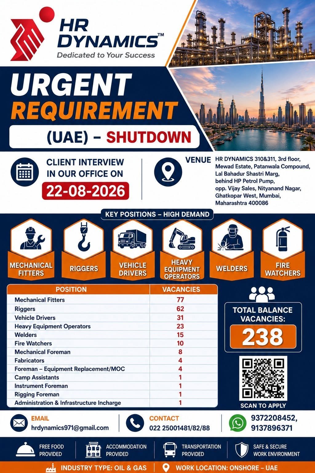UAE Shutdown Project Jobs 2026 – 238 Vacancies 