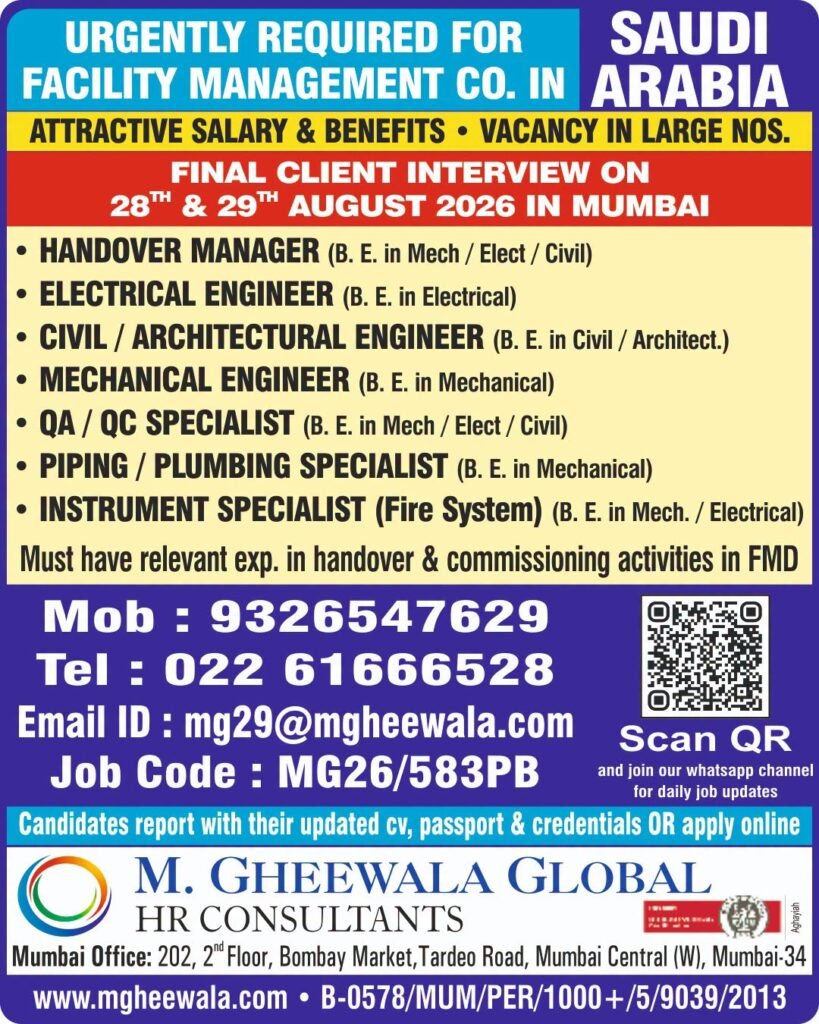 Saudi Arabia Facility Management Jobs 2026 – Engineers & Specialists Hiring